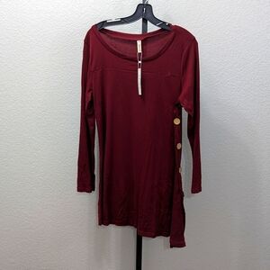 Women's Burgundy Long Sleeve Top